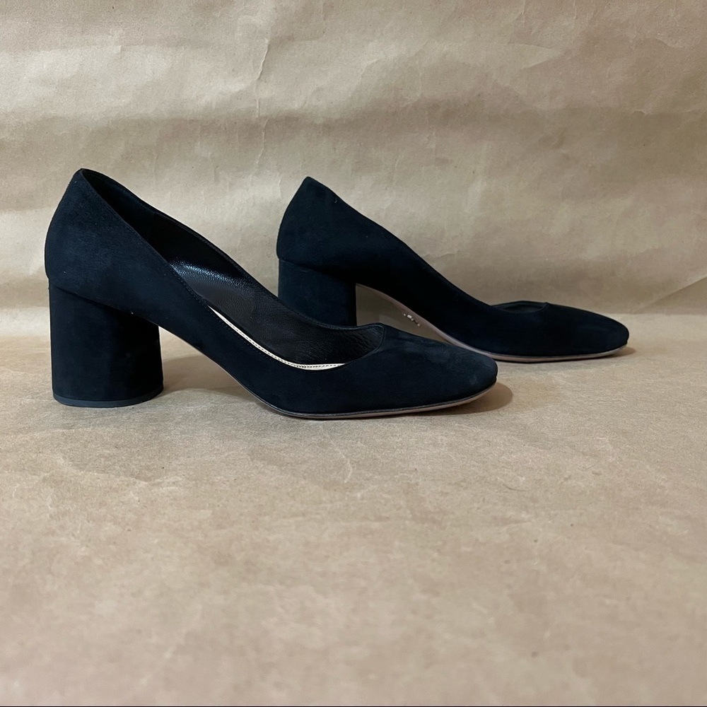 Prada | Suede 65mm Round Block Heel Pumps Square Toe Classic Size 7.5 (EU 37.5) - Picture 3 of 15